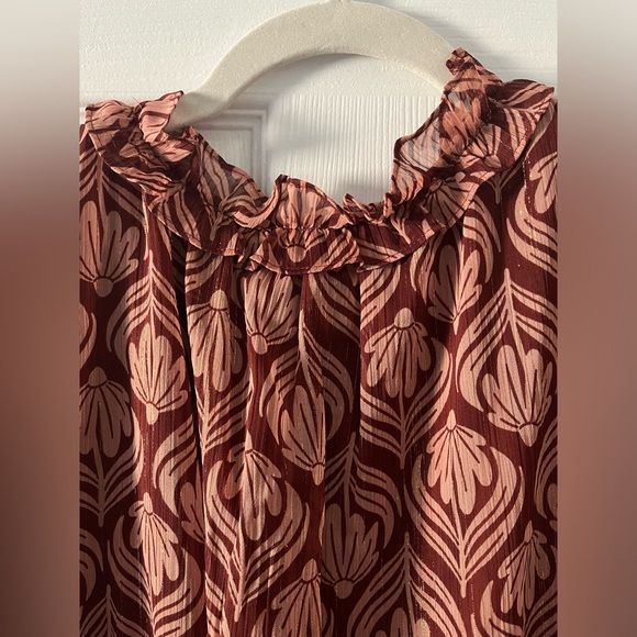 LC Lauren Conrad 2X Long Sleeve Maroon Dress with gold shimmer ✨NWT - Picture 15 of 15